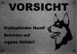 Preview: Edelstahl Hundeschild Australian Kelpie VORSICHT Freilaufender Hund! Betreten auf eigene Gefahr!